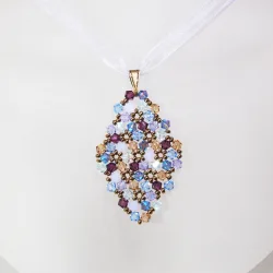Pendant 45cm - Shea Rhombus M-Violet Organza - Pendant 45cm - Laiton bronze